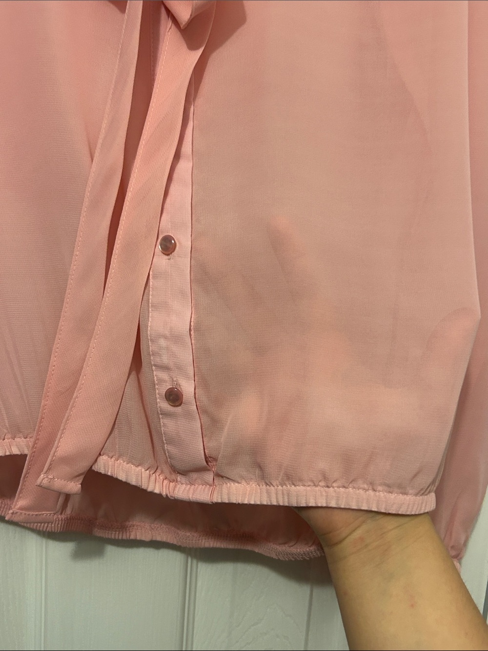 Sheer Pink Tie-Neck Blouse ✨ 3/$25 SALE ✨ - Picture 3 of 5